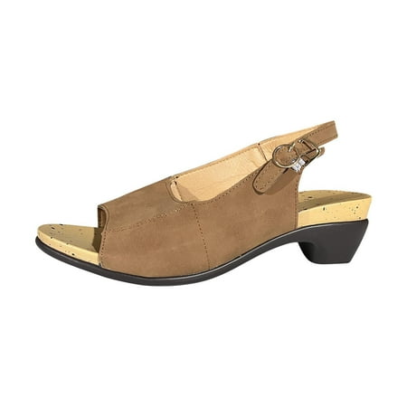 

JINMGG Sandals for Women Plus Clearance Summer Comfortable Elegant Low Chunky Heel Shoes Women Summer Thick Heel Sandals Pumps Buckle Open Toe Casual Shoes Brown 39