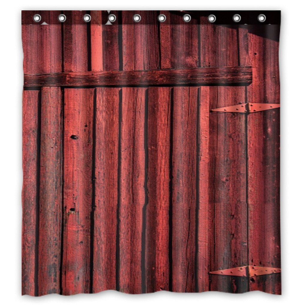 GCKG Old Red Barn Wood Door Waterproof Polyester Shower ...