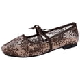 thumbnail image 2 of Purcolt Womens Floral Embroidery Mesh Flats Lightweight Casual Square Toe Slip On Ballet Shoes Comfort Elegant Soft Sole Dress Shoes with Bowknot Elastic Strap, 2 of 9
