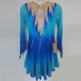 thumbnail image 3 of LIUHUO Custom Blue Gradient Spandex Ice Skating Dresses for Women & Girls - High Elasticity, Chest Jagged Decor, Long Sleeves, Diamond Embellishments, 3 of 7
