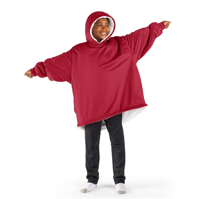 Bare Home Couverture Portable en Sherpa Pelucheuse - Duveteuse et Douce - Légère - Jeunesse, Rouge