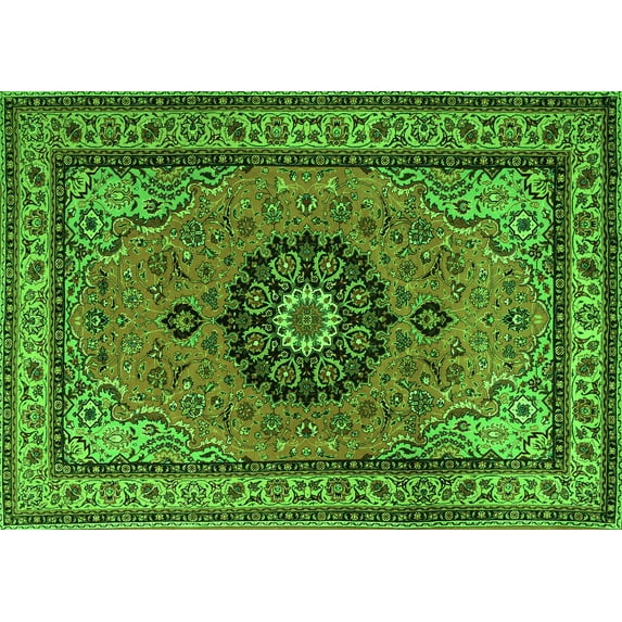 Ahgly Company Indoor Rectangle Medallion Green Traditional Area Rugs, 3' x 5'
