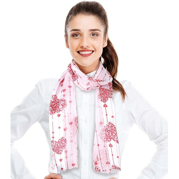 CBC Crown Hearts In Hearts Valentines Day Theme 13" x 60" Silk Feeling Scarf