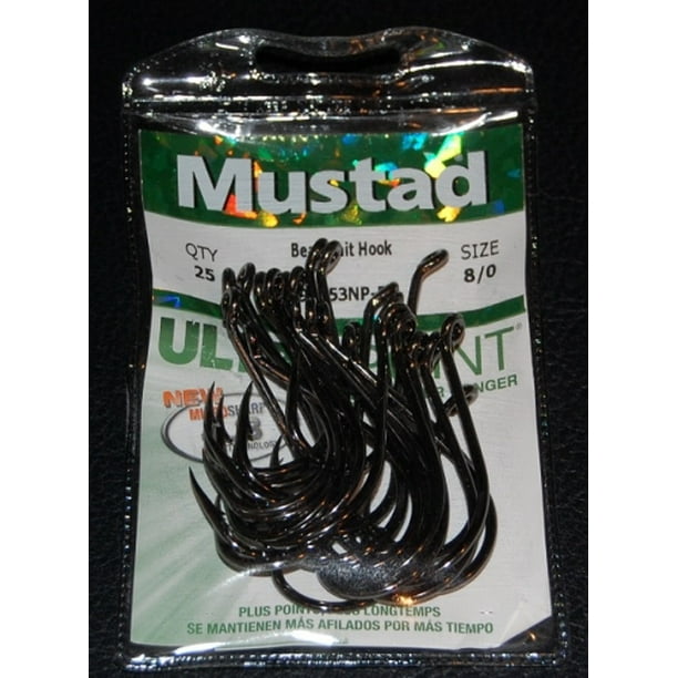 Mustad 92553NP-BN Beak/Octopus Bait Hook 1X Strong - Size 8/0 - Walmart ...