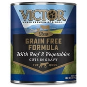 Victor Super Premium Dog Food 854524005450 13.2 oz Grain Free Beef & Vegetable In Gravy-Canine Dog Food, Pack of 12