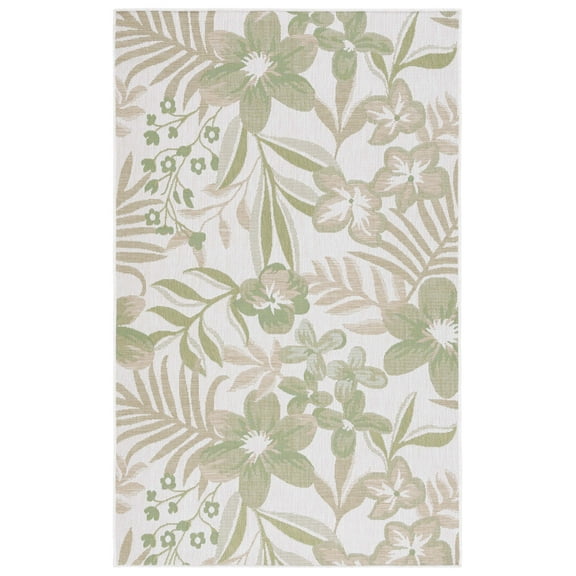 Safavieh Courtyard Gladwin Botanical Indoor/Outdoor Area Rug, Ivory/Green, 5'3" x 7'7"