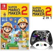 Super Mario Maker 2 Game Disc and Upgraded Switch Pro Controller for Nintendo Switch/OLED/Lite, Wireless Switch Remote for PC/IOS/Android/Steam Black
