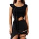 thumbnail image 1 of TRKIYQC Mujeres Casual Crop Tank Tops Irregular Hem Ruffle Vendaje Sin mangas Camiseta asimétrica para Streetwear Club Wear TRKIYQC moda, 1 of 9