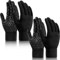 thumbnail image 2 of AWZXDE 2 Pairs Upgraded Unisex Winter Color-Block Touchscreen Gloves, for Running Driving Travel Cozy Gloves Black, 2 of 7