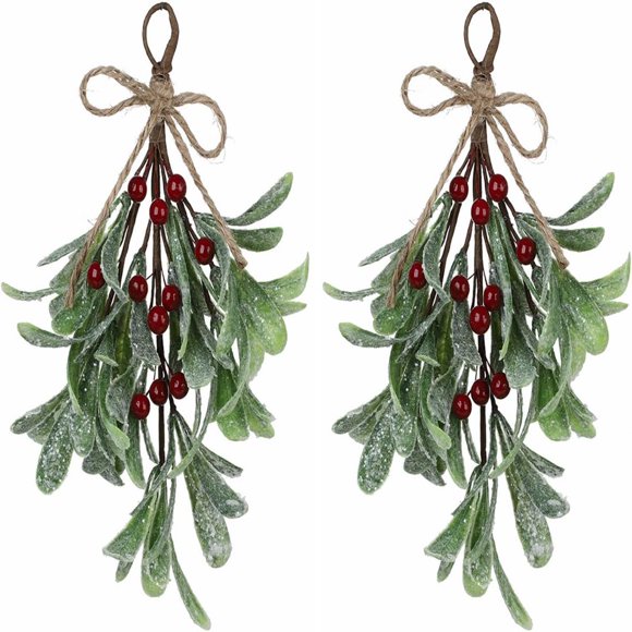 SUTENGDA Décoration de Guimauve 9 Pouces Décor de Noël avec Baies Pic de Guimauve Artificiel Boule Embrassante Ornement Suspendu pour Porte d'Arbre Décor de Vacances (Rouge 1