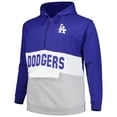 thumbnail image 2 of Men's Royal/White Los Angeles Dodgers Big & Tall Fleece Half-Zip Hoodie, 2 of 3