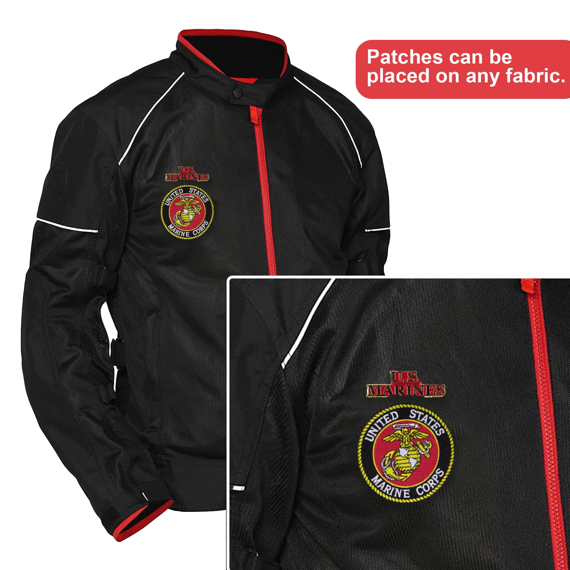 Trendy Zone 21 United States Marine Corps Pin & Patch Set Patriotic Embroidered US Marine Corps Patch and Pin Can be Used on Uniforms, Hats, Backpacks, Jackets, Pants, & Accessories (1 Patch & 3 Pin)