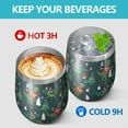 thumbnail image 4 of 12oz Stemless Wine Tumblers Green Christmas Dinosaur and Snowman Pattern Vacuum Insulated Stainless Steel Travel Tumbler Cups Mug with Lid and Straw for Champaign,Cocktail,Beer with Cleaning Brush, 4 of 5