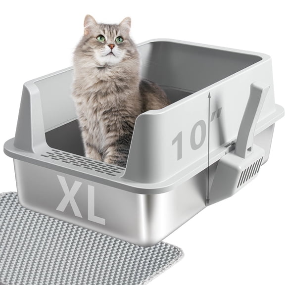 NYUTU Stainless Steel Litter Box with Lid - Metal Cat Litter Box Cat Litterbox  Pet Toilet Supplies for Cat,No Stick Easy Clean-No Smell