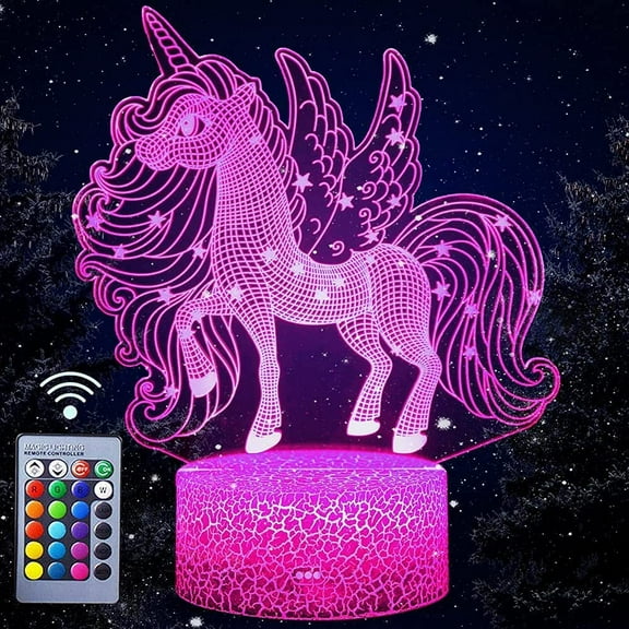 YSITIAN Unicorn Night Light for Kids, Unicorn Gift for Girls, 3D Illusion Lamp 16 Colors Changing with Remote, Birthday for Girls Children G1116-281