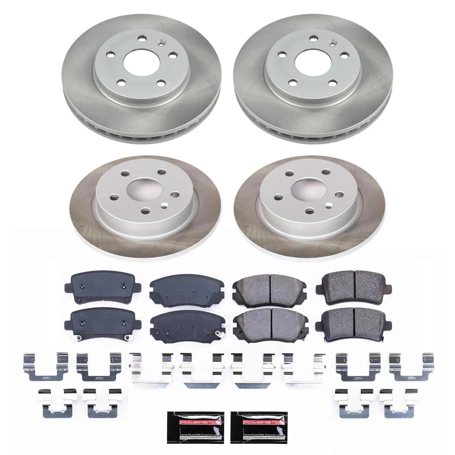 PowerStop Front and Rear Semi-Coated Rotor and Low-Dust Ceramic Brake Pad Kit SC5523