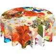 thumbnail image 2 of Butterfly Tablecloth, Butterfly Party Table Cloth for Party Decoration, Round 60 Inch, Butterfly Bird Flower Themed Tablecloths for Dinner Kitchen Party Picnic, 2 of 6
