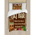 thumbnail image 3 of Tiki Bar Duvet Cover Set King Size, Aged Old Frame Sign of Tiki Bar with Inspirational Quote Leisure Travel Print, Decorative 3 Piece Bedding Set with 2 Pillow Shams, Multicolor, by Ambesonne, 3 of 3