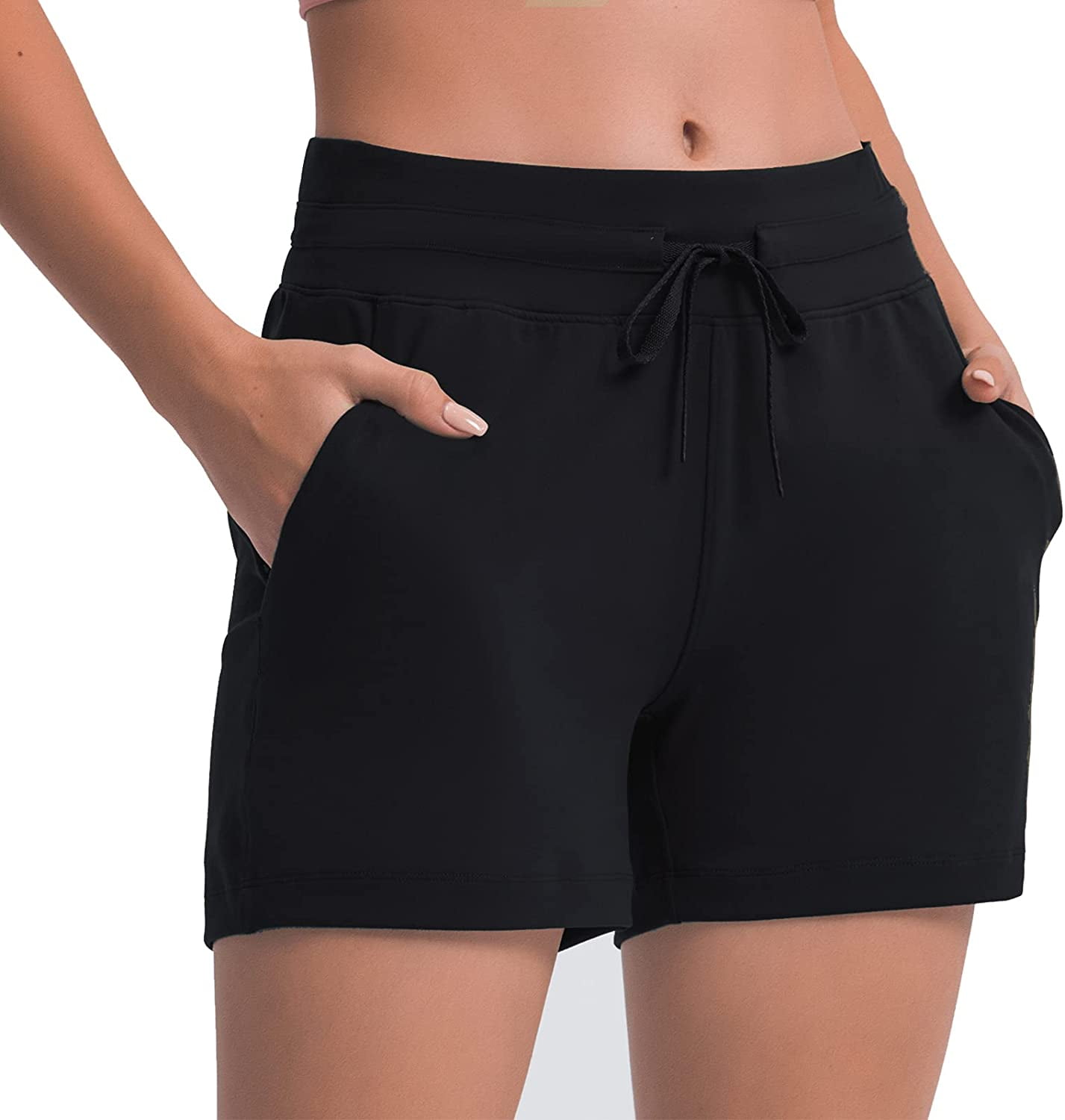 Beach Hot Shorts Basic Elastic Drawstring Waist Pants Women's Casual Shorts