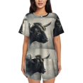 thumbnail image 1 of Fotbe Mystical Bull in Fog Conjunto de Pijama Estampado para Mujer, 2 Piezas, Ropa de Dormir con Camiseta de Manga Corta y Shorts Suaves-X-Large, 1 of 6