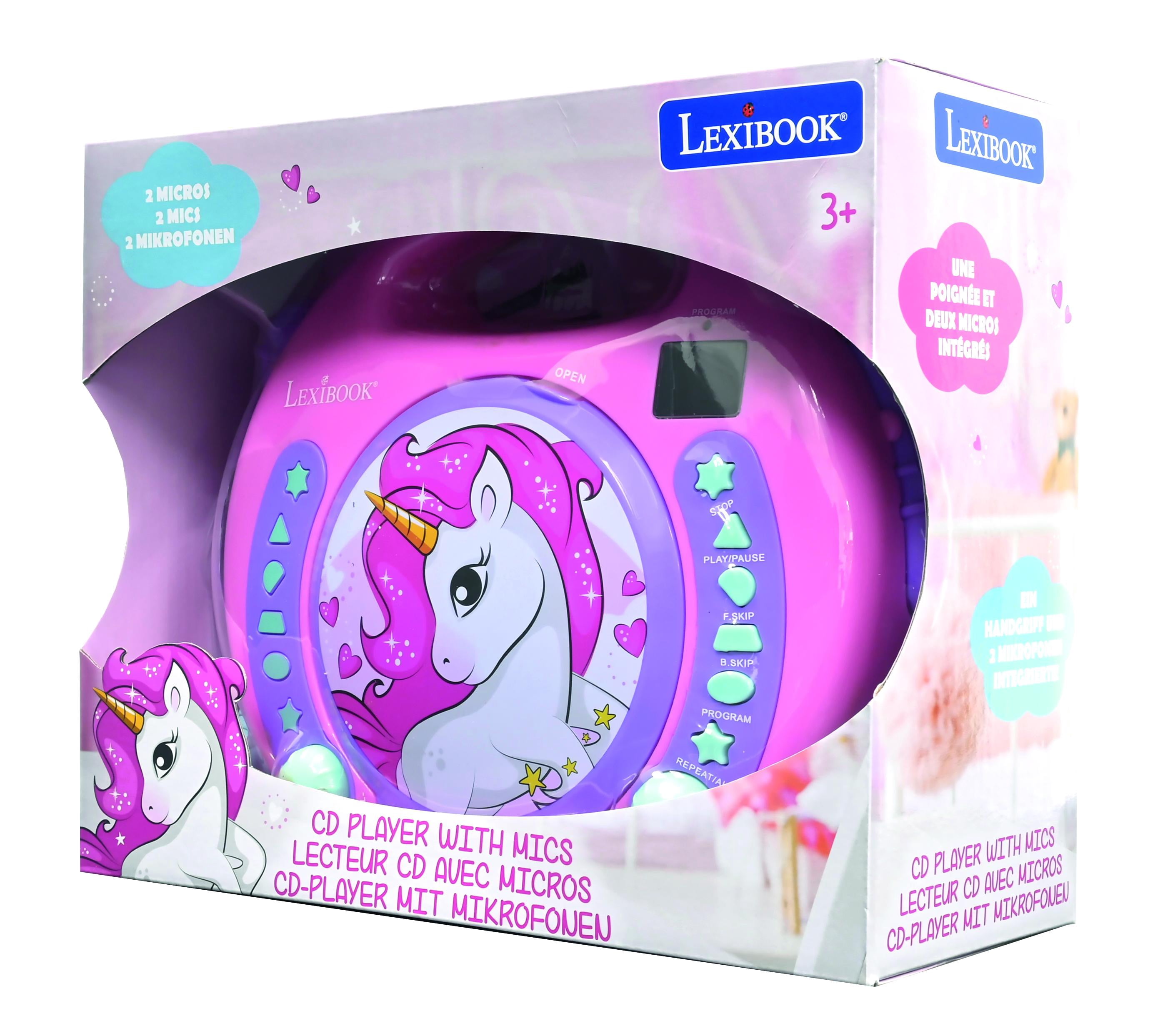 Lexibook Unicorn, CD player, Programming function, headphones jack, for kids, Blue/Pink