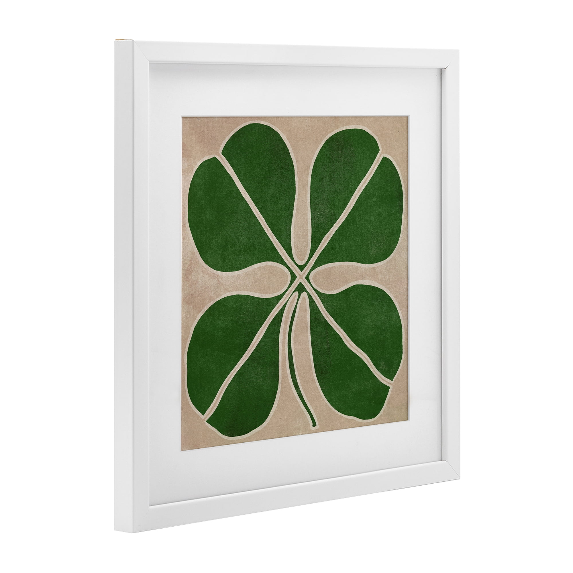 Four Leaf Symmetry White Framed Print Under Glass, design by June Erica Vess
