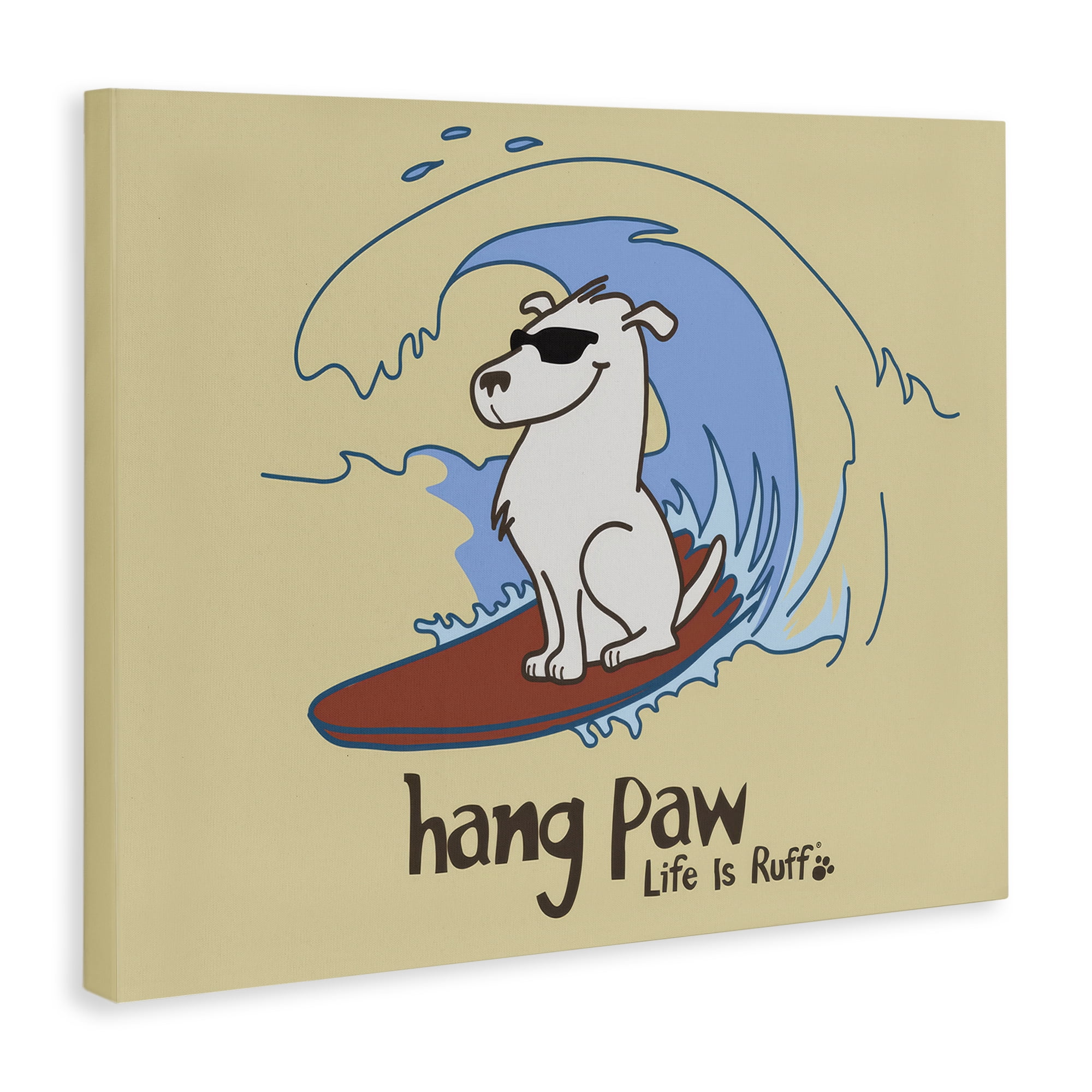 Stupell Industries Hang Paw Surfing Dog Animals Painting Wrapped Canvas Art Print Wall Art, 30 x 24