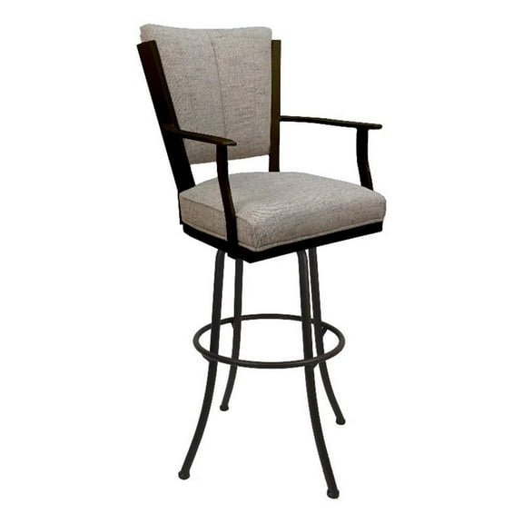 Tobias Designs Montana 34" Fabric & Metal Bar Stool in Driftwood Beige/Brown