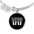 thumbnail image 2 of Grandkids Have Paws Cat Bracelet Stainless Steel or 18k Gold Circle Bangle, 2 of 7