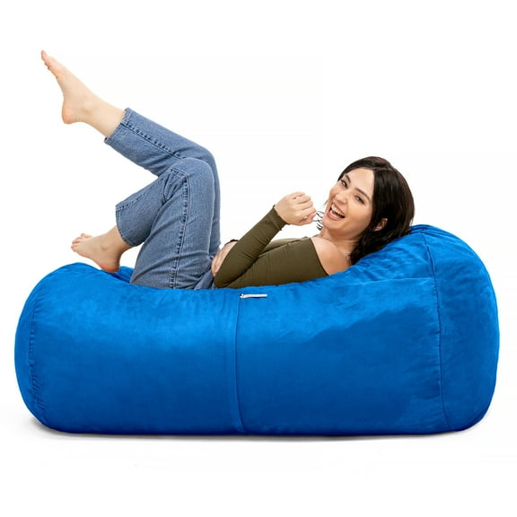 CC Home Furnishings Bean Bag Lounger with Zipper - 4' - Blue