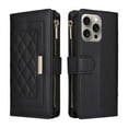 thumbnail image 3 of For Iphone 16 Pro Crossbody Zipper Wallet Rhombus Leather Phone Case(Black),iPhone 15 Pro, 3 of 7