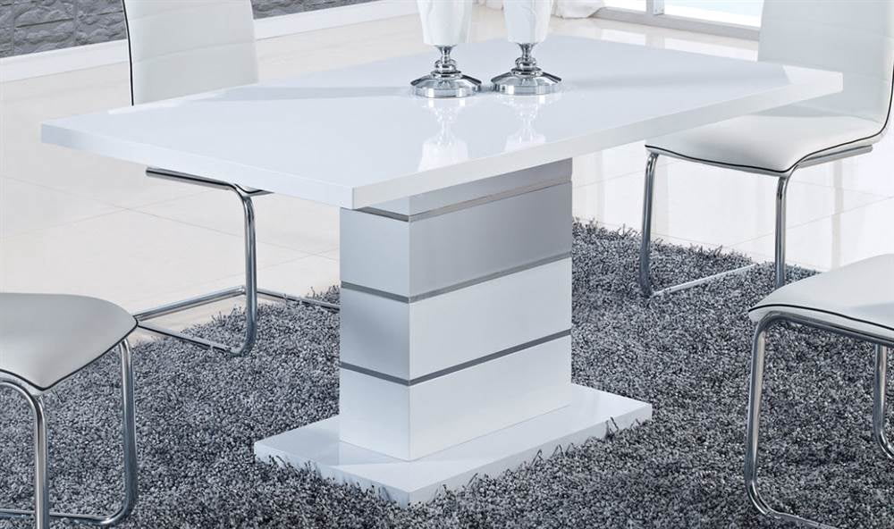 Global Furniture Glossy White Dining Table with Pedestal Base - Walmart.com