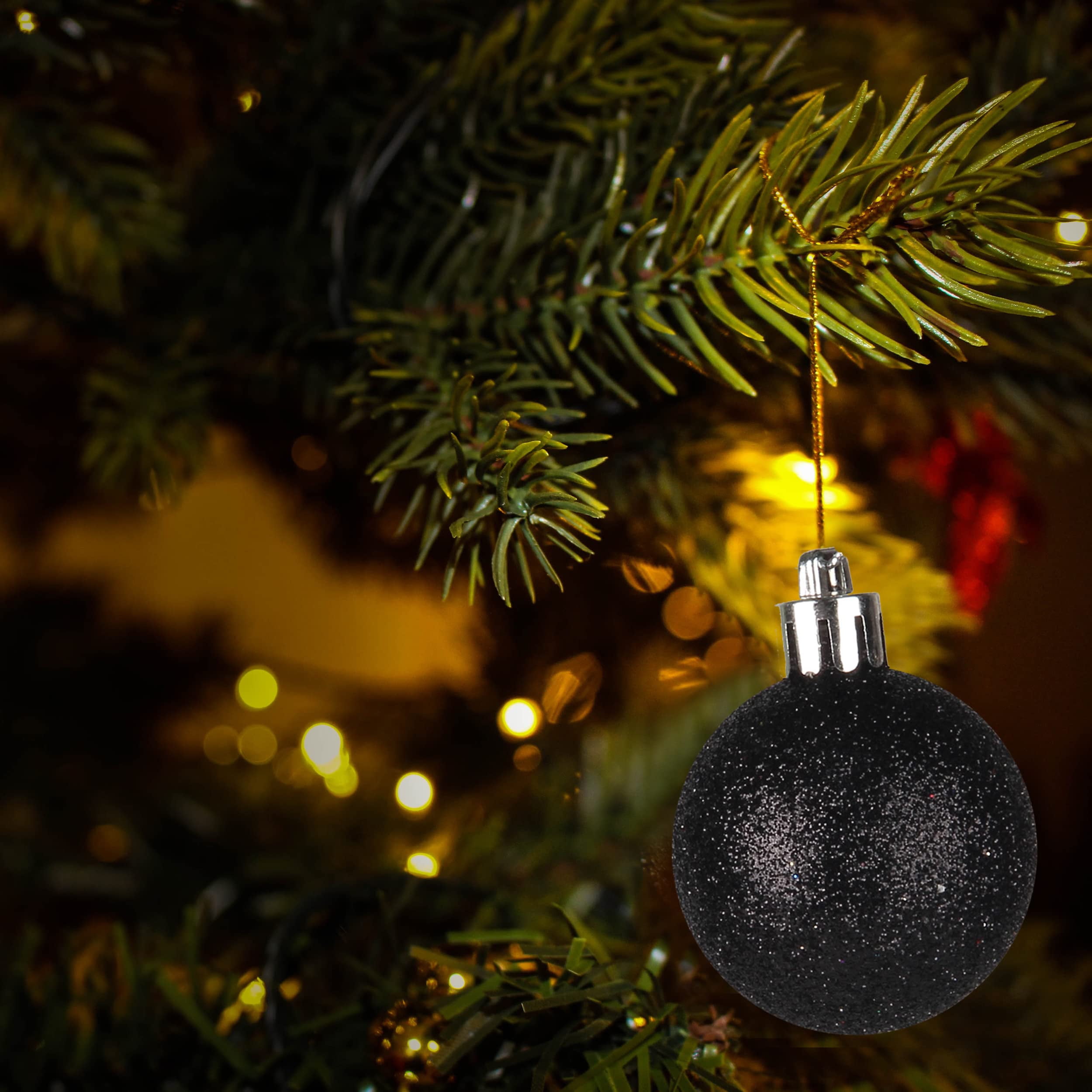 1.2 Inch Mini Shatterproof Plastic Christmas Tree Decorative Hanging Balls, 24 Pcs/Pack