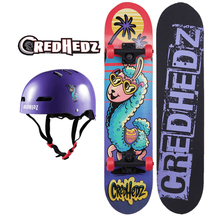 Blue Llama Standard Popsicle Complete 31  Skateboard Combo Pack Bonus Helmet  50 mm x 30mm Wheels
