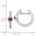 thumbnail image 4 of Auriga 14k White Gold Diamond Cabochon Garnet Hoop Earrings for Women (L- 0.63 inch, W- 0.67 inch), 4 of 6