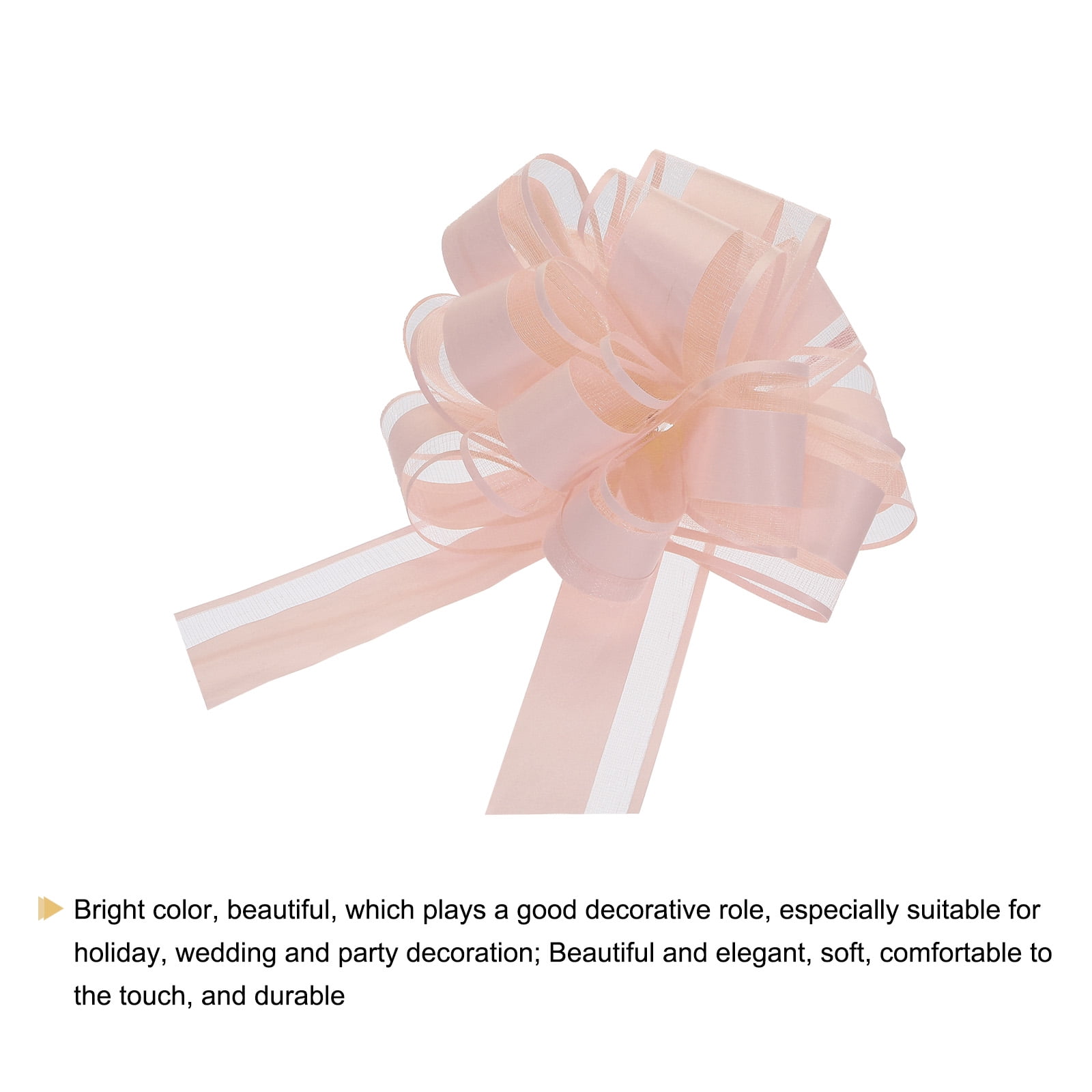 20pcs 6" Large Big Pull Bow Organza Gift Wrapping Bows Ribbon for Wedding Presents Christmas, Light Pink