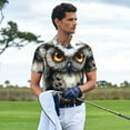 thumbnail image 5 of Balery Whimsical Owl On Branch Printed Men’s Short Sleeve Polo Shirt, Midweight Men's Shirt,Golf Polo shirts -Small, 5 of 8