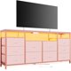 thumbnail image 4 of Qinaqin 10 Cajón cm de Profundidadresser TV Soporte 63-Inch Ancho para 65 70 75-Inch TVs Tela Entertainment Center con Power Outlets y LE Profundidad Lights en Rosa cm, 4 of 7