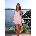 thumbnail image 6 of Women'S Strappy Ruffle Mini Dress Thin Straps V-Neck Perfect for Cocktail Parties Formal Event Pink L, 6 of 9