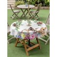 thumbnail image 3 of Happy Easter Outdoor Tablecloth - 54 Inch Round Dining Table Cover, Cutte Rabbits Eggs Floral Plants Watercolor Waterproof Outdoor Table Cloth with Umbrella Hole & Zipper for Picnic/Patio/Party, 3 of 7