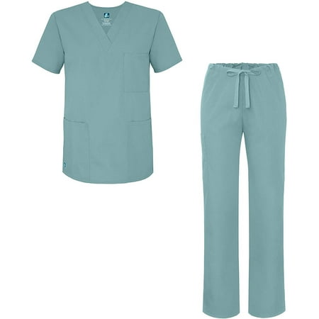 

Adar Universal Unisex Scrub Set - Unisex V-Neck Scrub Top & Tapered Drawstring Scrub Pants - 907 - Submarine - XXS