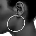 thumbnail image 5 of X & O Women's Silver Plated Polished 5mm X 60mm Hoop Earrings, 5 of 7