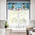 thumbnail image 3 of Cartoon Snowman Kitchen Curtains and Valances Set, Christmas Snowman Xmas Tree Snowfall Mottled Blue Rod Pocket Window Valance Window Curtain Panels for Living Room Bedroom, 27.5x24in, 3 Pieces, 3 of 7