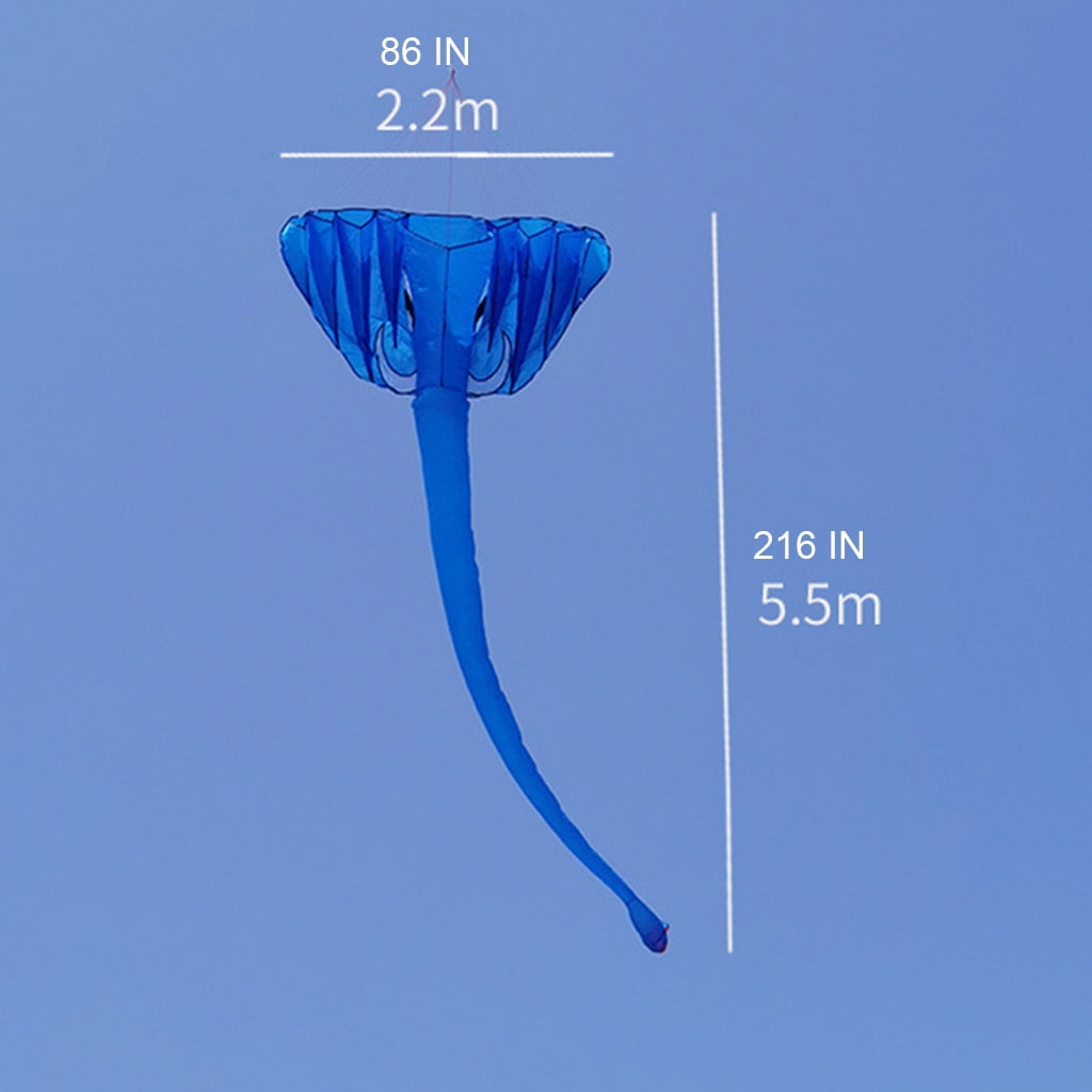 ZPAQI Nylon Long Tail Kite Large 3D Elephant Wind Kite Parent-Child Entertainment Toy