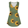 thumbnail image 4 of WEIWEN Summer Tank Tops for Women Loose Fit Floral Printed V Neck Workout Tank Top Sleeveless Vest Shirts Fashion Clothing Army Green, L, 4 of 4