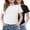 Black/White, variant on Girls Shirts Side Ruched Short Sleeve Crewneck Fitted Tops Casual Summer Soft Tee Clothes