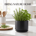 thumbnail image 4 of BUYMAX 4+5+6 inch Set of 3 Ceramic Planters, Matte Black Flower Pots with Drainage Hole and Tray, 4 of 13