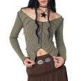 thumbnail image 1 of Camiseta Camisa ajustada para mujer Traje ajustado con estampado de remolinos y top corto (verde M) Ygjytge Verde T M para Mujer, 1 of 6