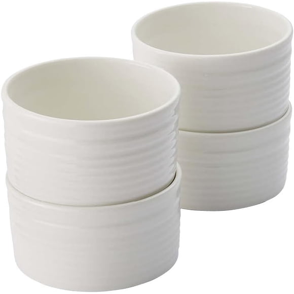 Portmeirion Sophie Conran White Ramekins | Set of 4 | 7 Oz Oven Safe Ramekins for Crème Brulee, Souffle, Custard | Made from Fine Porcelain | Dishwasher and Microwave Safe