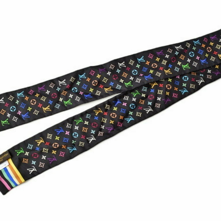 Pre-Owned Louis Vuitton twilly scarf muffler LOUIS VUITTON multicolor ribbon  black/multicolor M71992 ladies silk 100% (Good) 